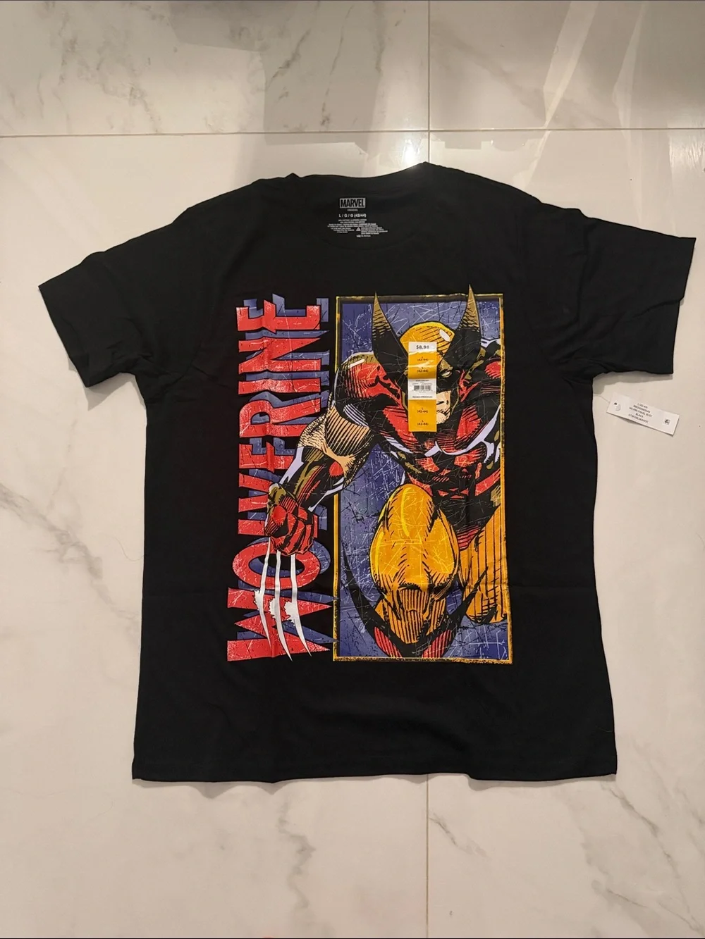 Marvel Wolverine Black Tee with Red and Yellow Graphic